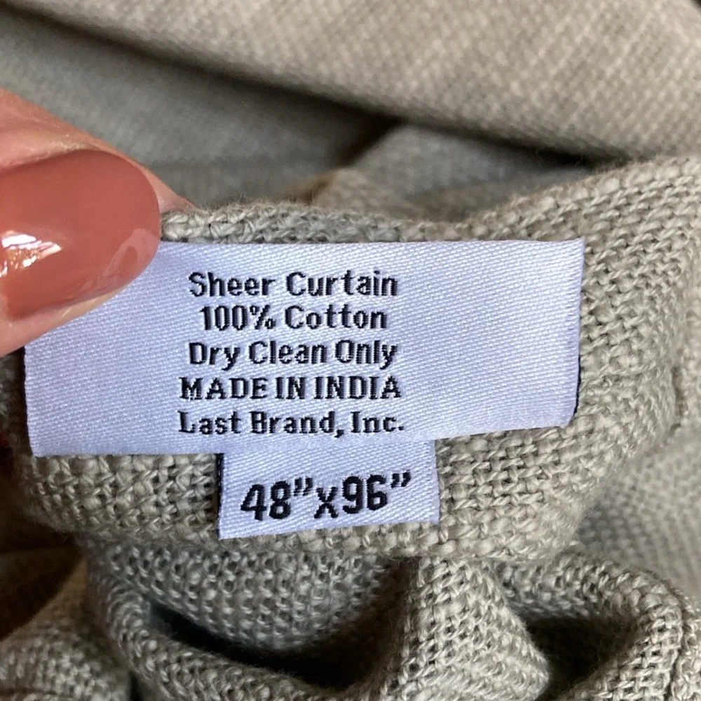 QUINCE NWTs Cotton Sheer Curtain Set Gray 48X96